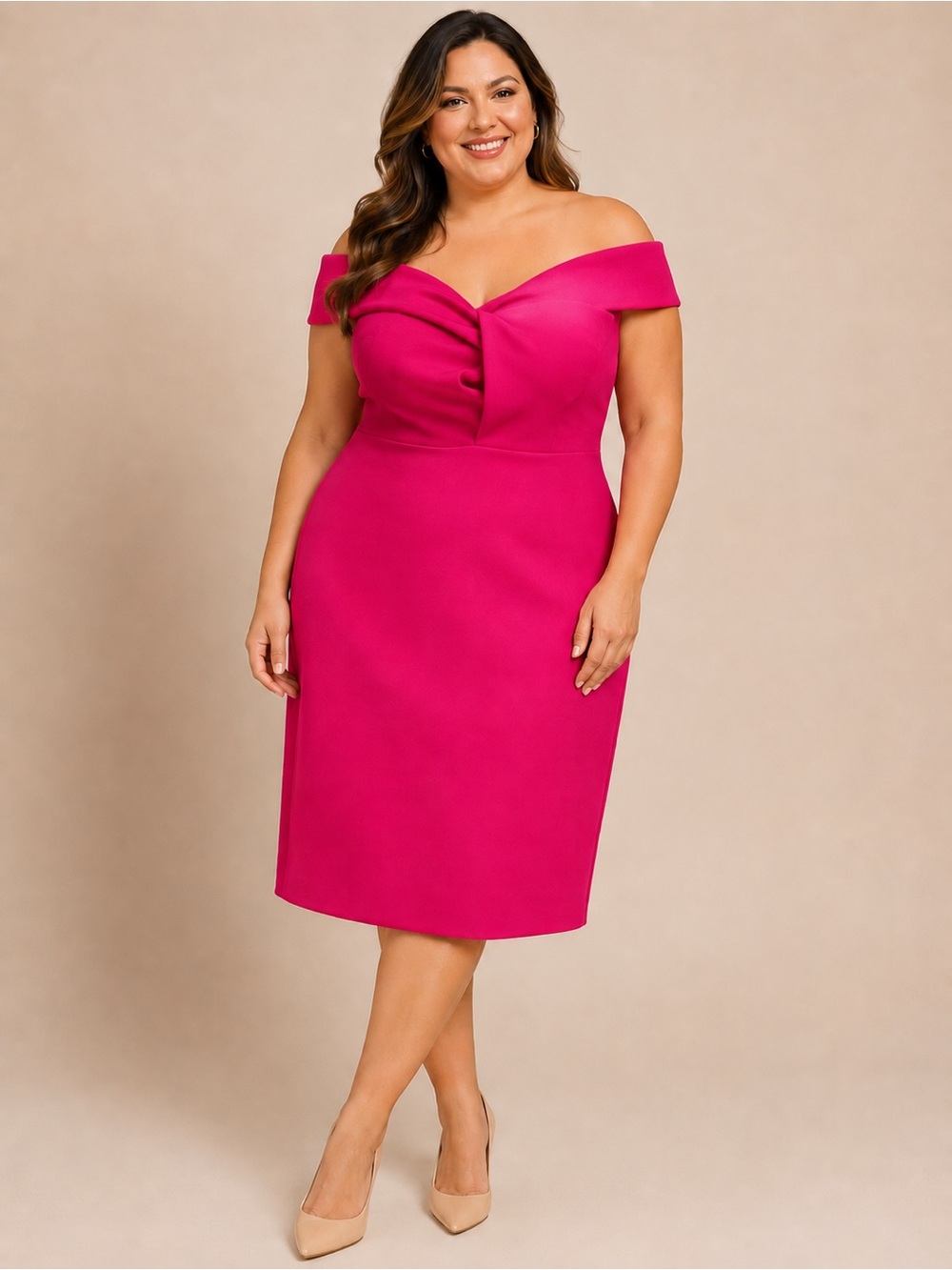 NWT St. John Hot Pink Sculpted Cocktail Dress Size 18 $1695 - Picture 3 of 12